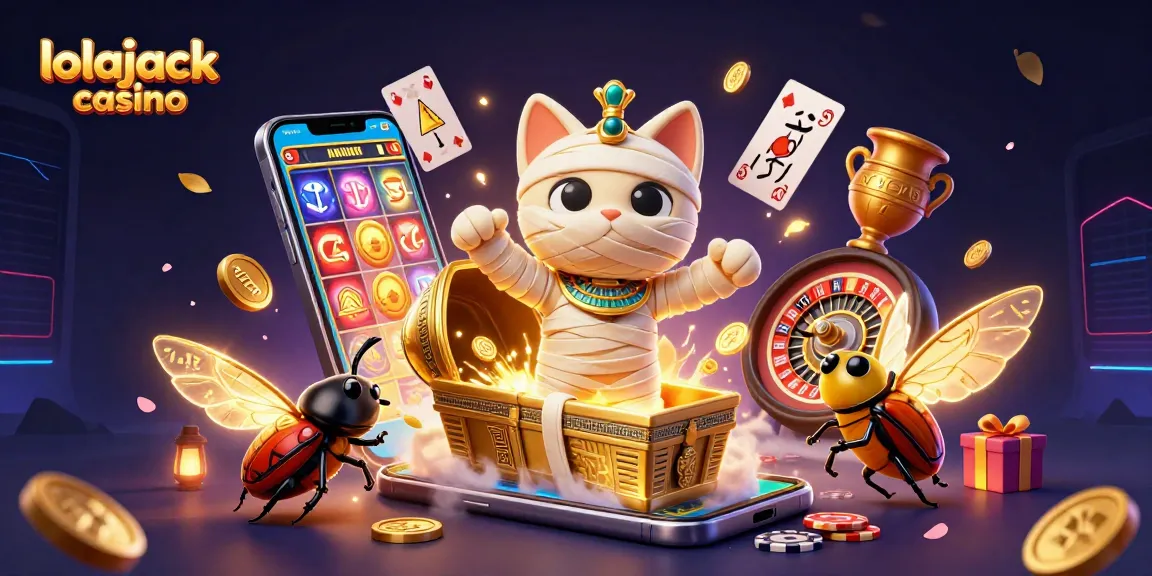 Experience the excitement of lolajack casino with a vibrant Egyptian theme featuring slot games and rich details.