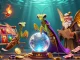 Spin the best aussie online pokies with a vibrant 3D illustration showcasing fortune tellers and slot reels.